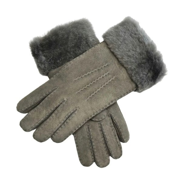 Infinity Leather Women's Plush Shearling Cuff Suede Genuine Leather Gloves