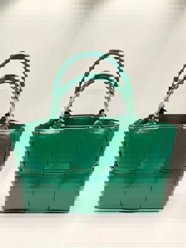 SVNX Woven Faux Leather Grab Bag in Green