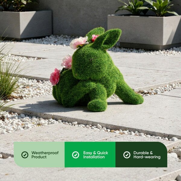 Gardenwize Solar Floral Topiary Rabbit Garden Ornament with Multiple Lights