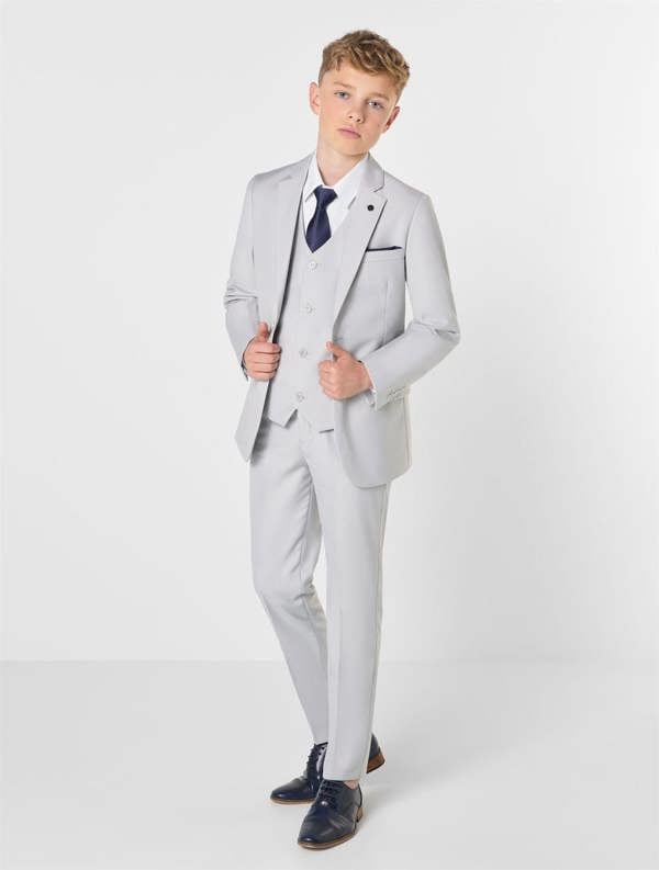 Boys stone grey prom suit