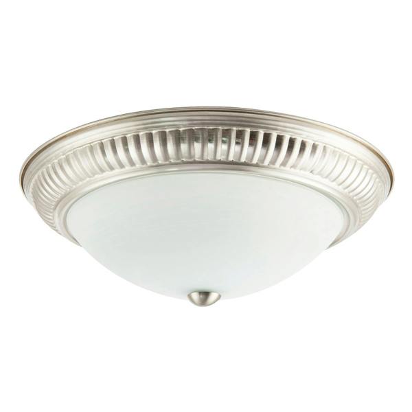 Modern LED IP44 Flush Ceiling Light in Satin Nickel with Sensor Image 1