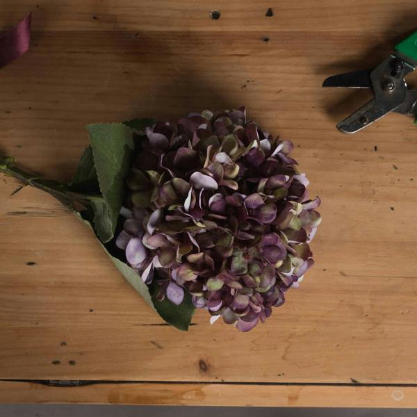 Wyld Haus Set of 3 Artificial Flowers Autumn Burgundy Hydrangea Stems