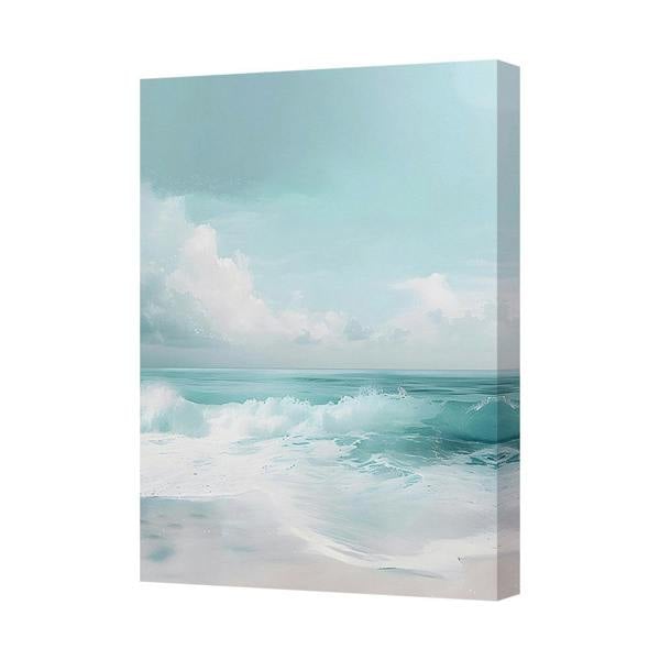 Benjamin Tate Design Ocean Wave Canvas Wall Art Seascape Print Soft Turquoise Beach Decor