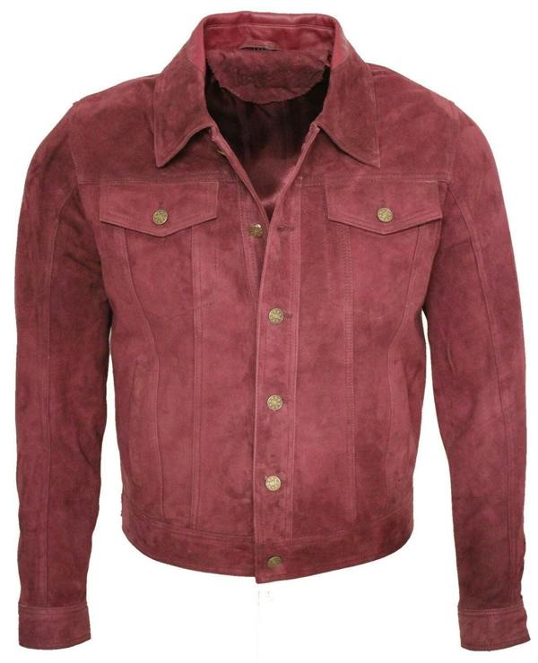 Infinity Leather Mens Goat Suede Leather Trucker Jacket-Taraz