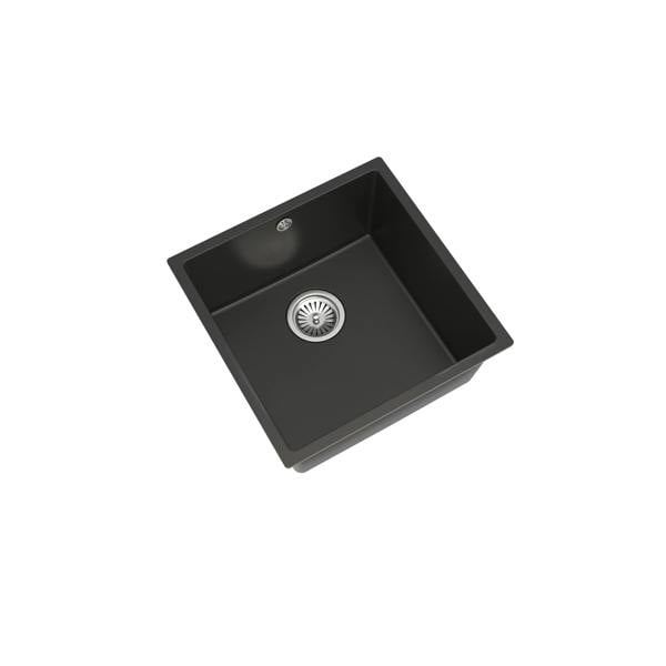 Flode Vänern | 1.0 Bowl Comite Kitchen Sink | 440mm x 440mm | Inset or Undermounted | Strainer Waste Supplied | Matt Black Finish