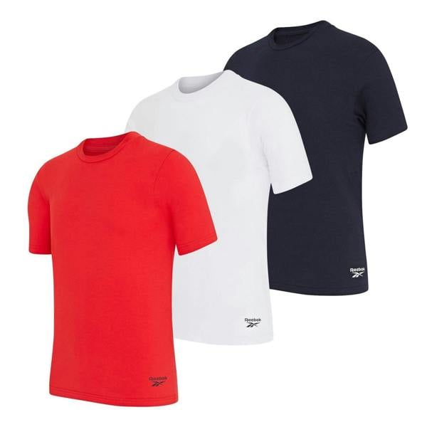 Reebok Mens Santo T-Shirt (Pack of 3) - Red/White/Navy - 