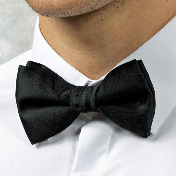 Premier Tie - Unisex Plain Bow Tie - Black