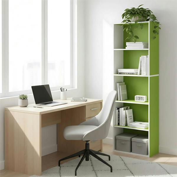 WALPLUS 5-Tier Reversible Color Open Shelf Bookcase , White/Green 11055WH/GR | Luxury Wall Decor for Living Room & Bedroom