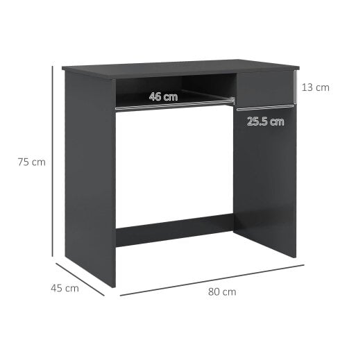 Wyld Haus Rami 80cm Grey Compact Study Desk With Keyboard Tray And Drawer Storage