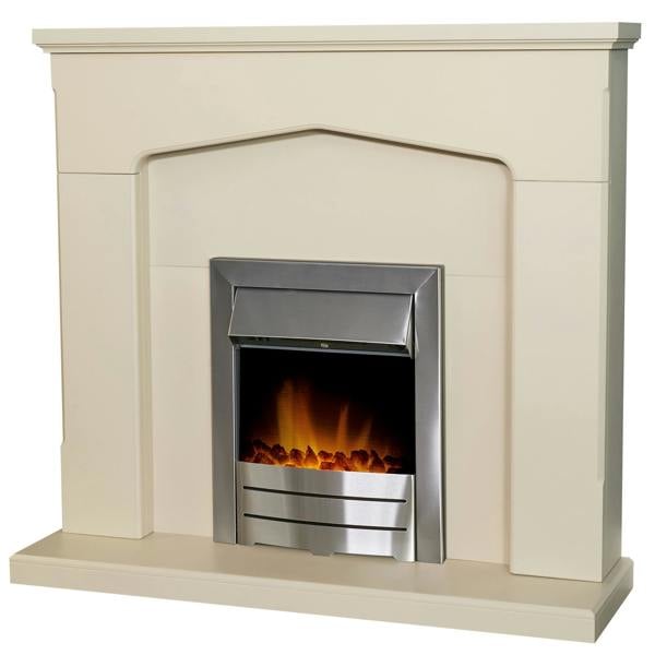 Adam Cotswold Fireplace in Stone Effect with Colorado Electric Fire in Brushed steel, 48 Inch