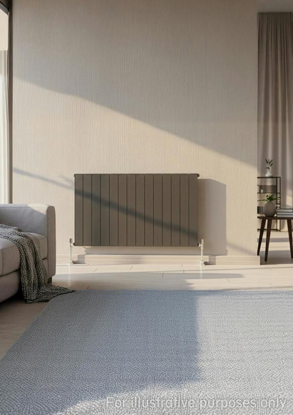 MYHOMEWARE 1022mm x 600mm Double Aluminium Panel Radiator in Anthracite Grey - Model Lena - Wall-mounted