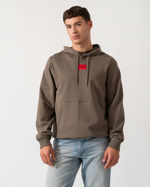 HUGO Daratschi214 Label Logo Mens Hoodie - Medium Grey 032