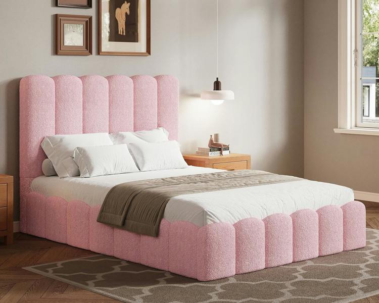 Groundlevel Kingsley Boucle Upholstered Gas Lift Ottoman Bed Frame