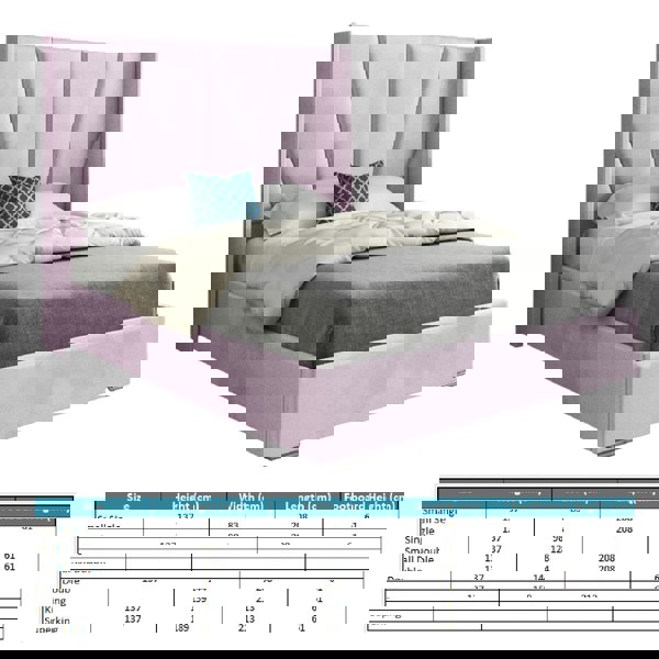 Casa Magna Bellini Wide Curved Winged Upholstered Soft Velvet Bed Frame - Pink