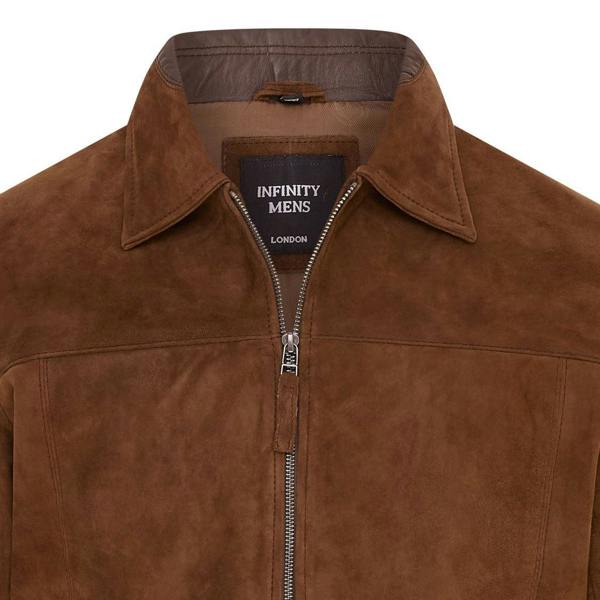 Infinity Leather Mens Retro Classic Suede Leather Harrington Biker Jacket - Bryne