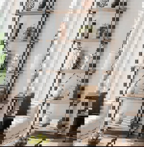 Modcraft 5-Tier Industrial Bookshelf Freestanding Storage Rack Display Unit for Living Room Office