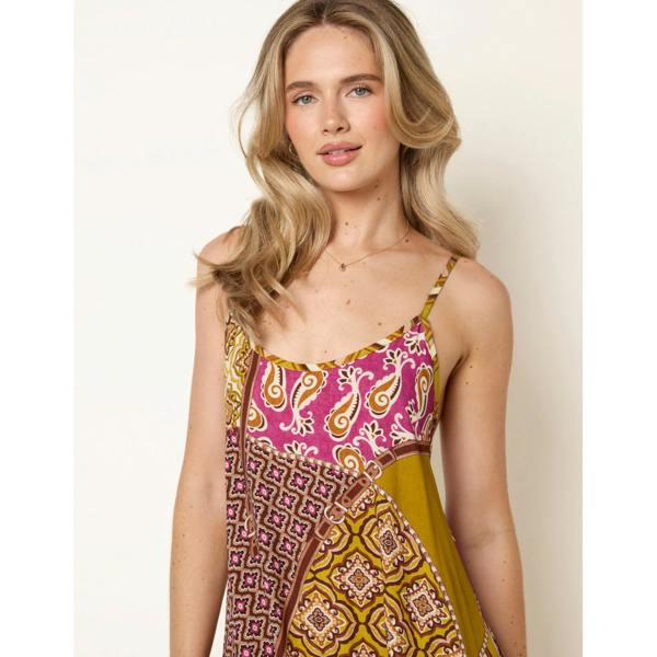 Blue Vanilla Patchwork Printed Transitional Print Dress