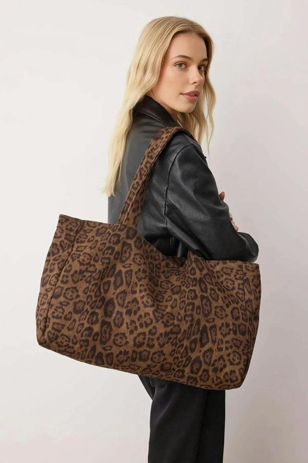 WOVCOR Leopard Print Women's Maxi Shoulder Bag