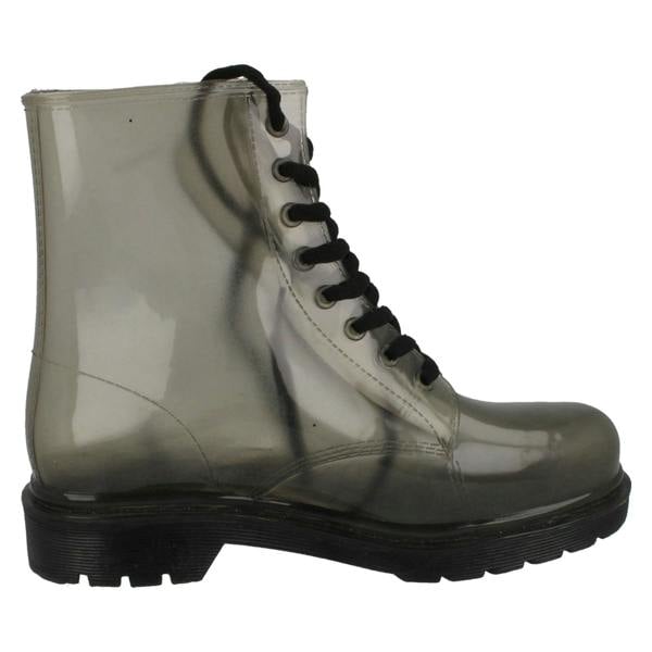 Spot On Ladies Spot On Chunky Heel Transparent Boots