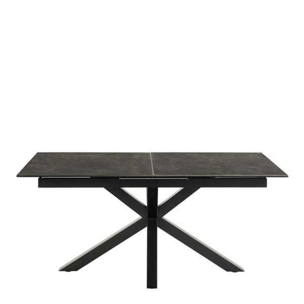 Wyld Haus Perth 168cm Black Ceramic Extendable Dining Table Industrial Black Metal Legs