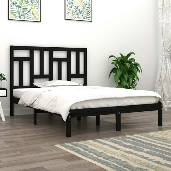 Berkfield Bed Frame Black Solid Wood Pine 200x200 cm