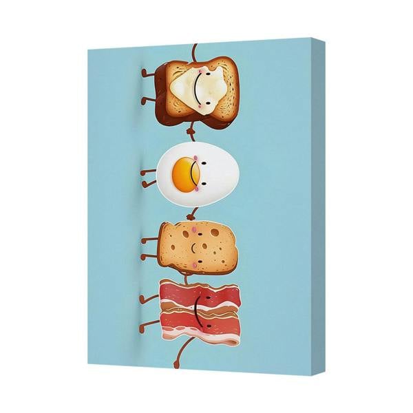 Benjamin Tate Design Contemporary Food Themed Canvas Art Print For Kitchen With Deep Wooden Frame