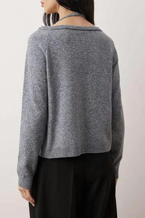 WOVCOR 2-Piece Boat Neck Soft Texture Blouse-Cardigan Knitwear Set