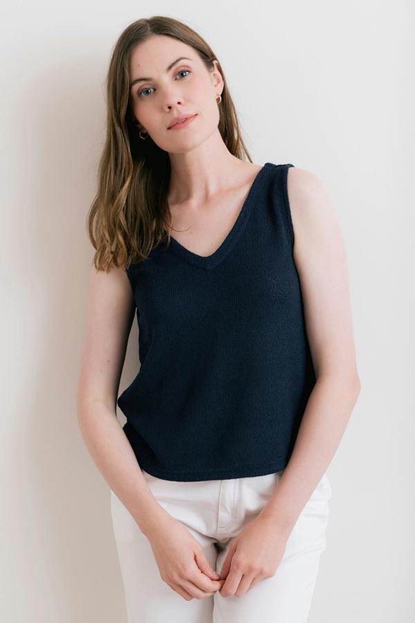 Lily & Me Ginnie Knit V-Neck Vest Navy