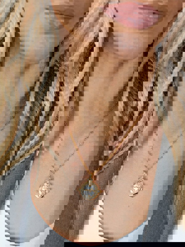 SVNX Ivory Stone Clock Pendant Necklace