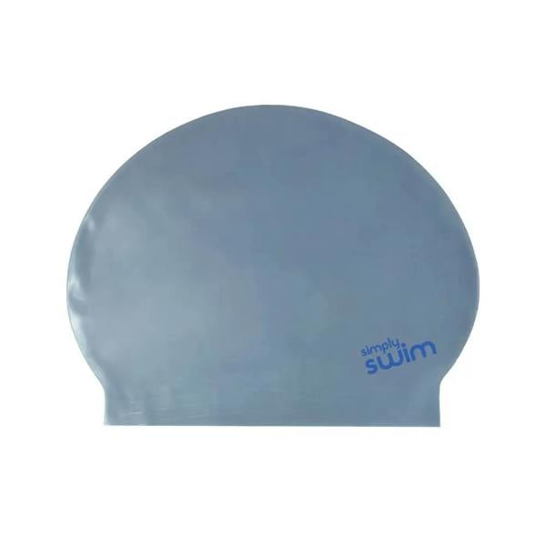 Blue Simply Swim silicone cap with solid colours latex logo