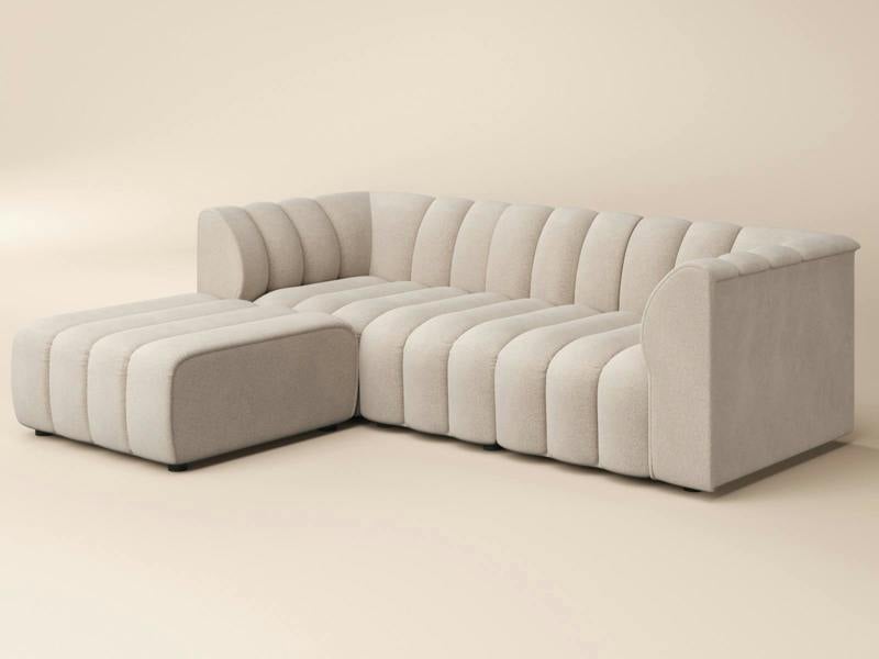 SOLACE+CO Halle 3 Seater Sofa with Footstool