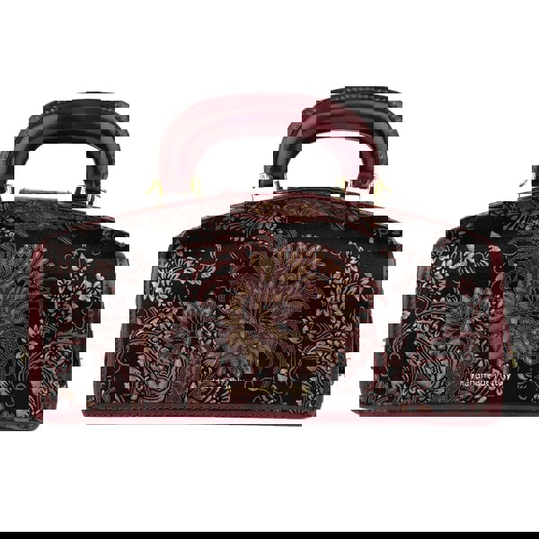 Embassy London Gazelle - Floral & Burgundy - Women’s patent leather top handle & crossbody bag