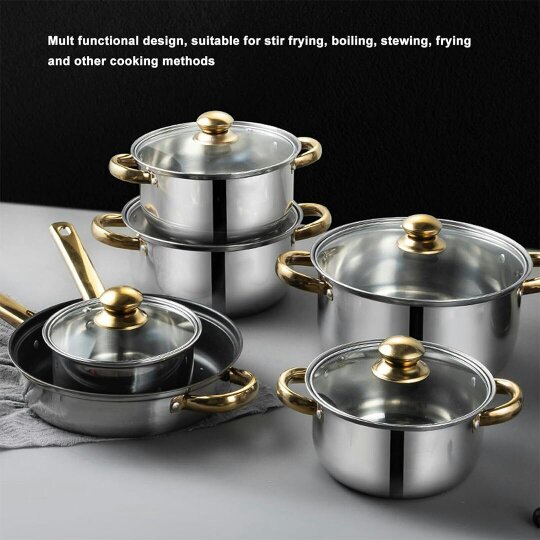 Havendro Induction Non Stick Stainless Steel Cookware Cooking Pot Pan With Lids Set