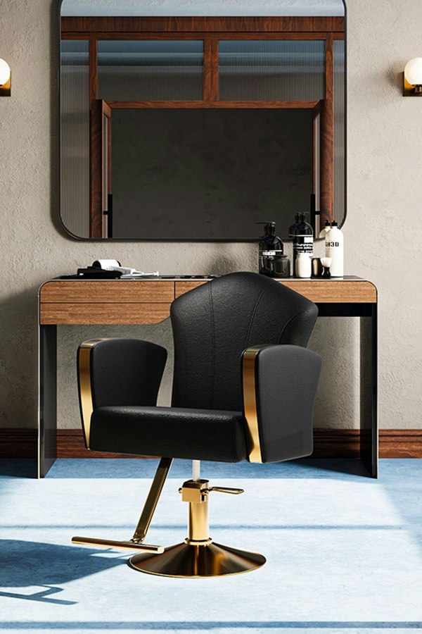 Living and Home Professional Faux Leather Swivel Salon Barber Chair Adjustable Styling Chairs