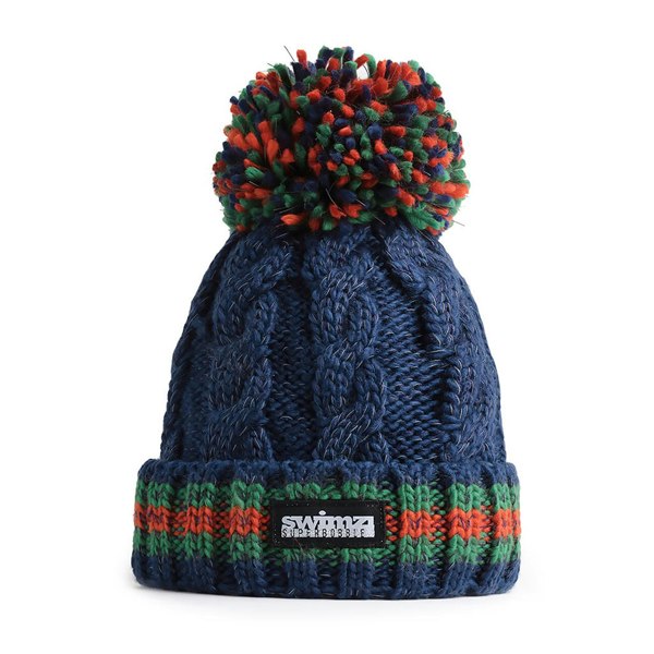 SuperBobble Cable Knit Beanie Bobble Hat - Navy