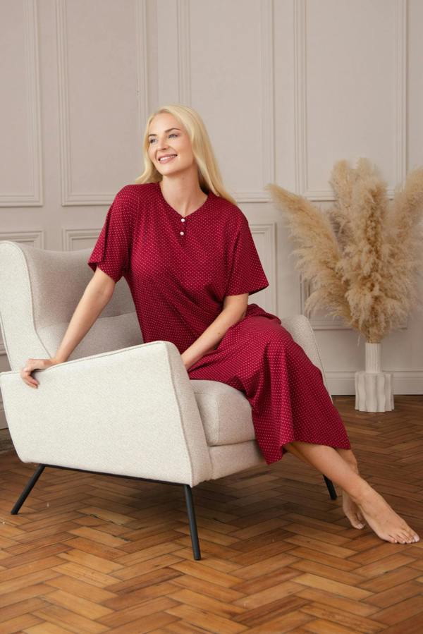 Camille Womens 100% Organic Cotton Classic Full Length Short Sleeved Nightdress
