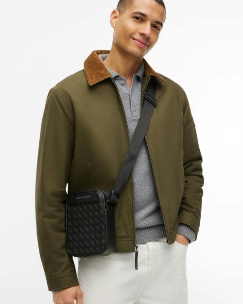 Tommy Hilfiger TH Modern Monogram Mens Mini Reporter Bag - Black