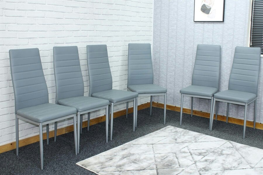 Kosy Koala Leather Dining Chairs Set of 6 Grey Kitchen Chairs