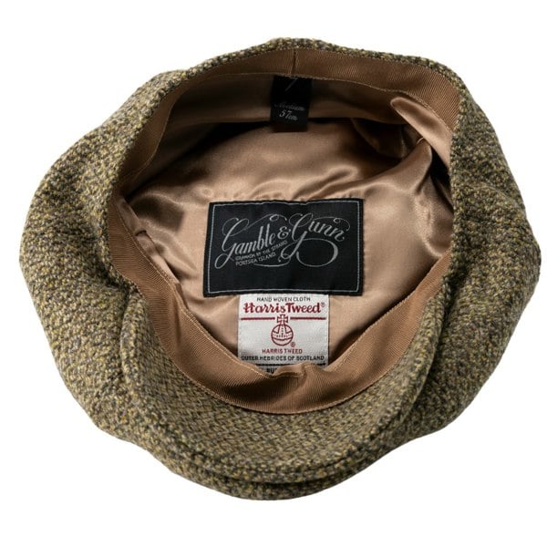 Gamble & Gunn Lewis - 8 Panel British Made Harris Tweed in Barleycorn Gorse Cap 