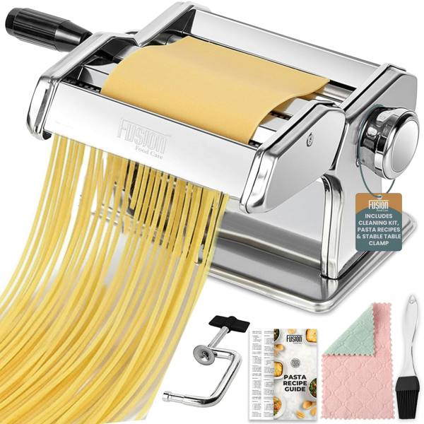 Fusion Food Care Pasta Maker Machine 3-in-1 430 Stainless Steel - for Spaghetti, Tagliatelle, Fettuccine, Lasagne Sheets Adjustable Spaghetti Maker