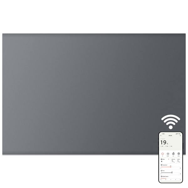 MYLEK Electric Radiator Panel Heater Grey WIFI Smart APP Eco 1200W Bathroom Safe Wall Mounted Timer Thermostat