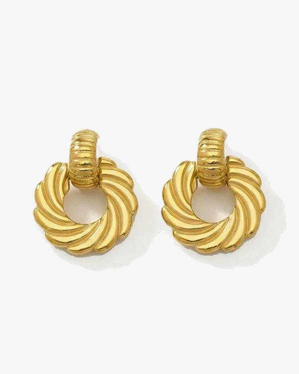 Elk & Bloom Thick 14K Gold Ribbed Hoop Studs