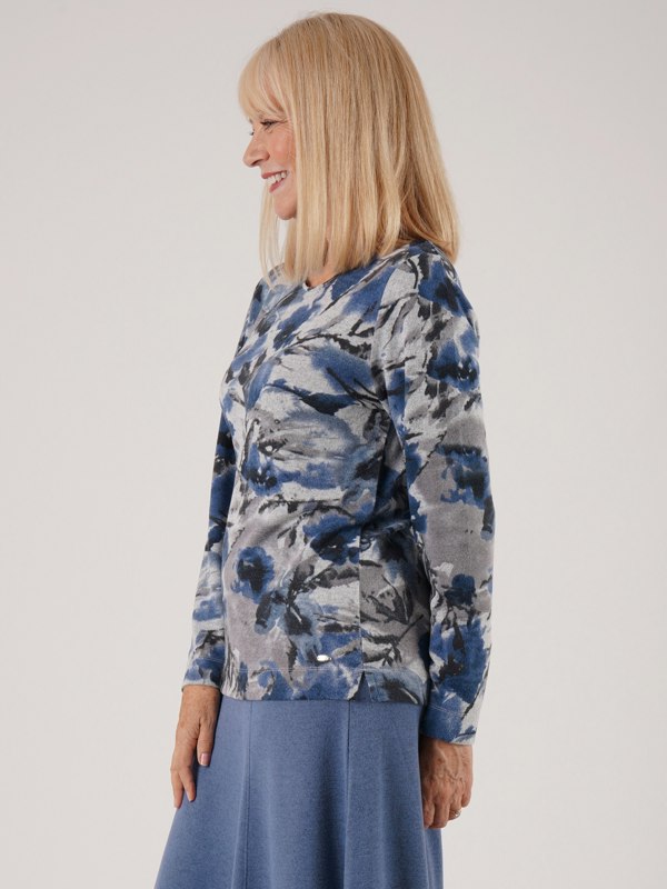 TIGI-Wear Blur Floral Print Crew Neck Top