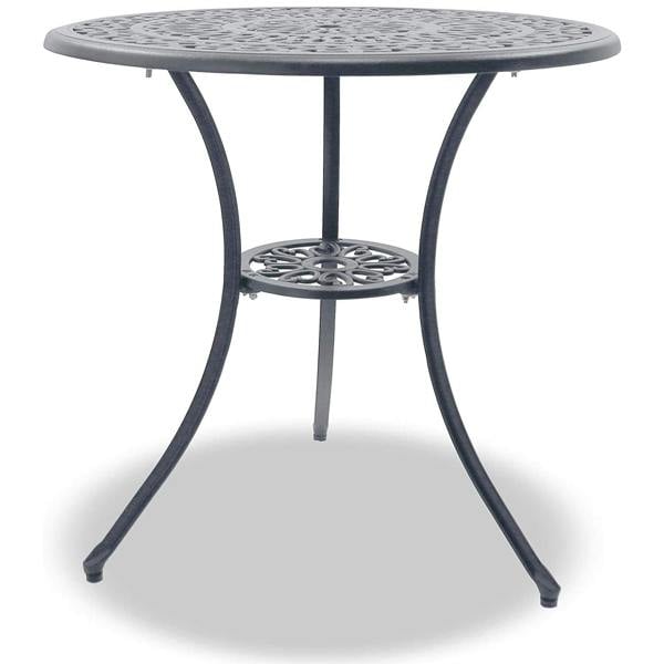 Homeology POSITANO Luxurious Garden and Patio Table and 4 Large Chairs with Armrests Cast Aluminium Bistro Set - Grey