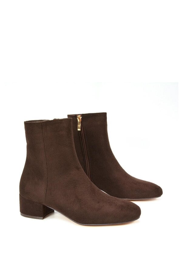 XY LONDON Mid Block Heel Ankle Boots With Inside Zip