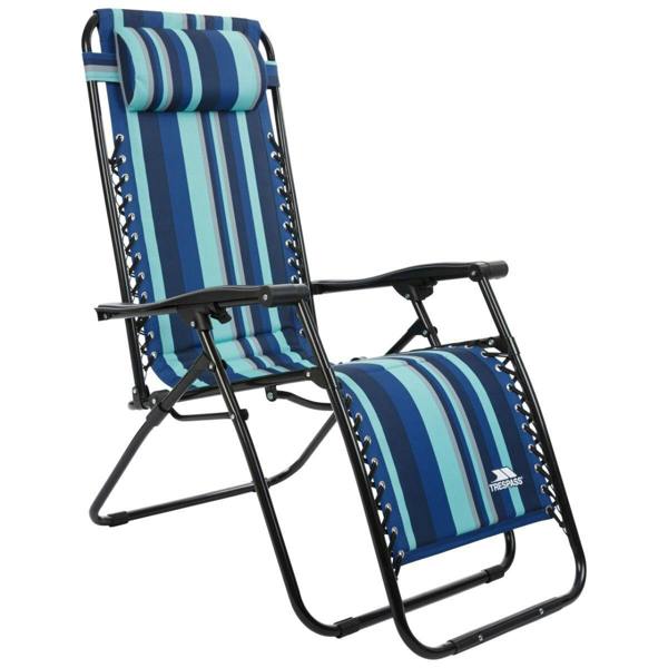 Trespass Glentilt Reclining Garden Chair/Recliner - Blue Stripe - 