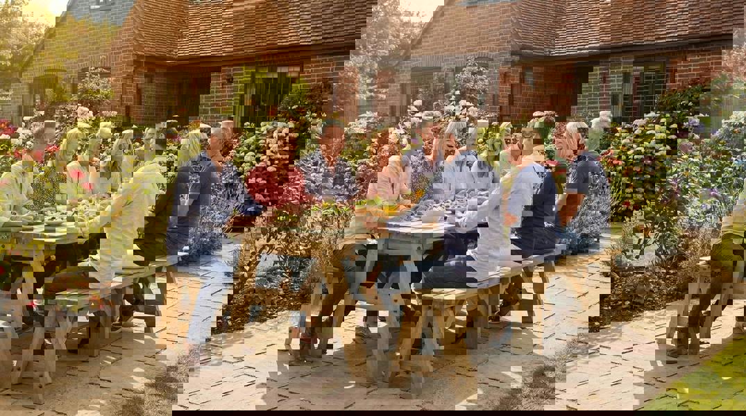 Arbor Garden Solutions Victoria Picnic Table and Benches Set - Rustic Finish