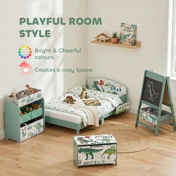 Storage Chest, Wooden Toy Chest with Lid, Flip-Top, Security Hinges and Anti-Pinch Design for Kids, Green