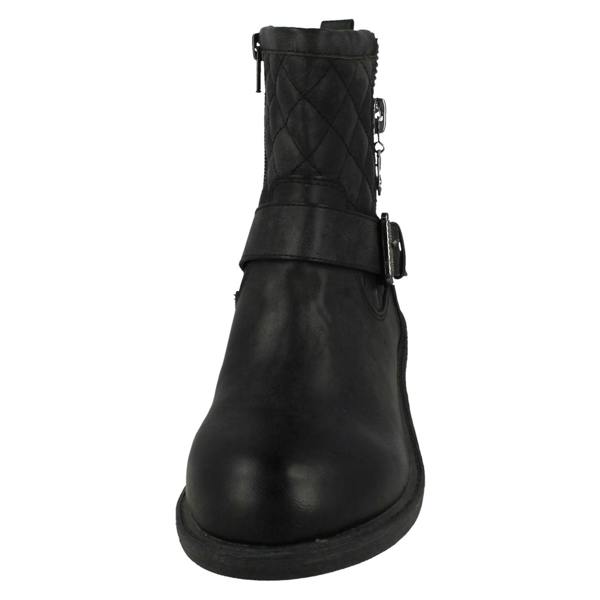 Spot On Ladies Spot On Mid Heel Quilted Biker Boots
