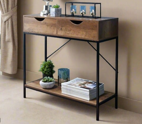 Modcraft Console Table with 2 Drawers and Wooden Shelf